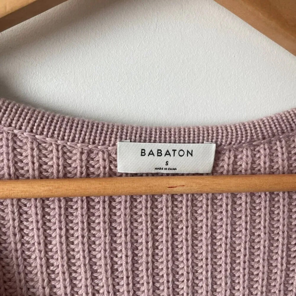Aritzia Babaton Valadon Balloon Sleeve 100% Wool Knit Sweater Mauve Size  Small - Picture 6 of 7